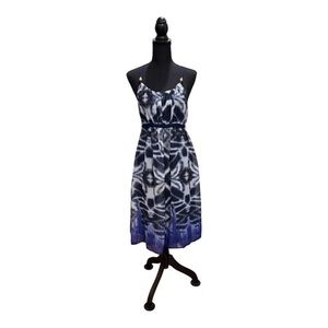 George Dress Womens Large Tie Dye Midi Sleeveless Spaghetti Strap Summer Casual